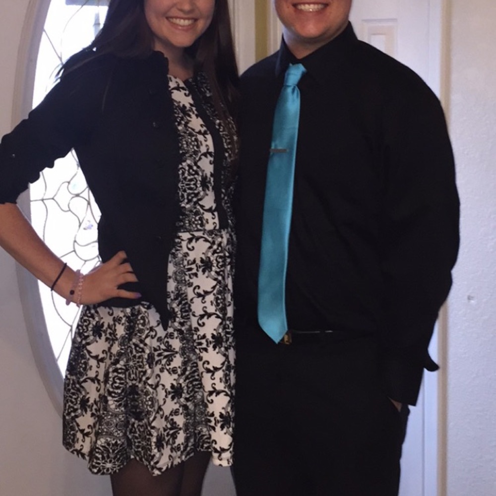 Black and white mini formal dress